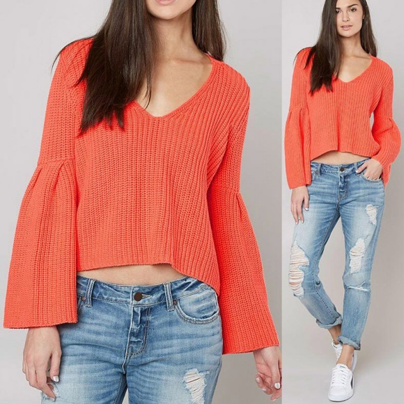 Free People Damsel Ribbed Pullover Sweater Coral - Picture 5 of 8
